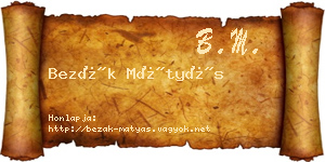 Bezák Mátyás névjegykártya